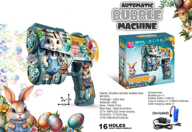 16 Holes Easter Bunny Themed Colorful Bubble Gun